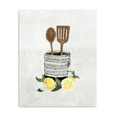 Lemon Kitchen Utensils Canvas Art Print