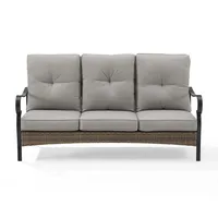 Gray Cushion & Wicker Outdoor Sofa