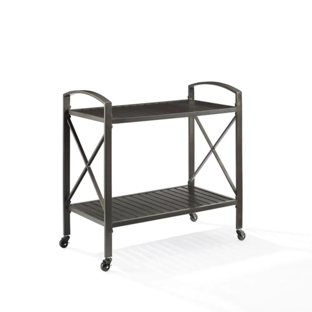 Bronze Metal 2-Tier Outdoor Bar Cart