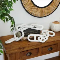 White Wood Chain Sculptures, Set of 2