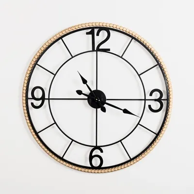 Beaded Wood and Metal Open Wall Clock