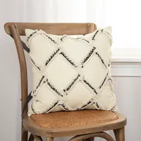 Fringe Stitched Lattice Throw Pillow