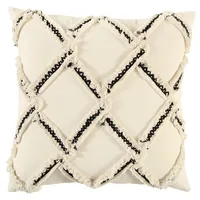 Fringe Stitched Lattice Throw Pillow