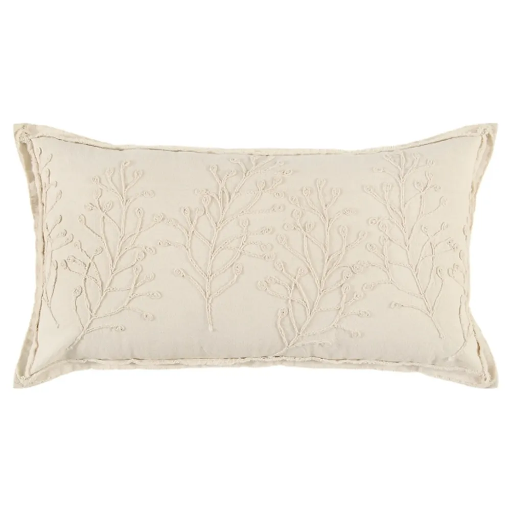 Embroidered Botanical Pillow