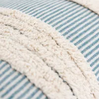 Teal and Natural Tufted Stripes Lumbar Pillow