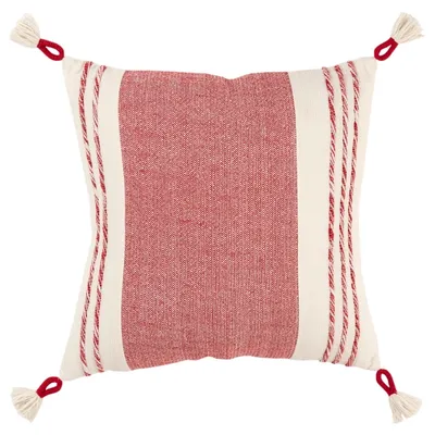 Red and Ivory Color Block Pillow