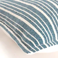 Teal and Ivory Directional Stripes Pillow