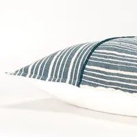 Teal and Ivory Directional Stripes Pillow