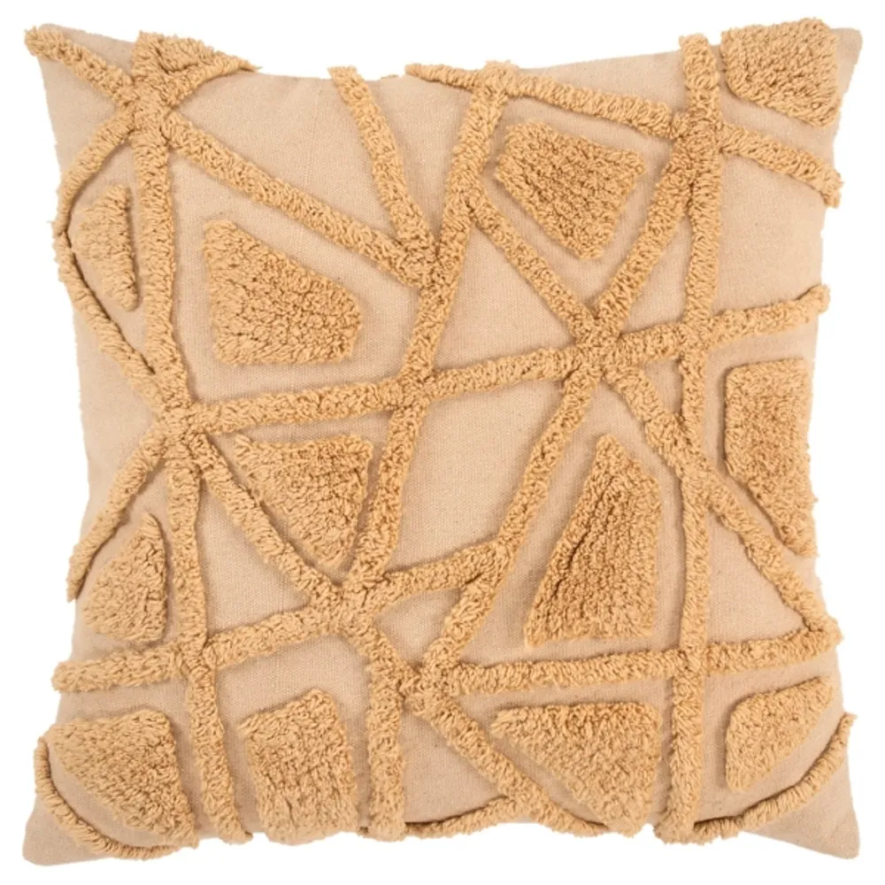 Honey Geo Tufted Throw Pillow