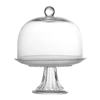 Clear Jill Beaded Cake Stand with Dome