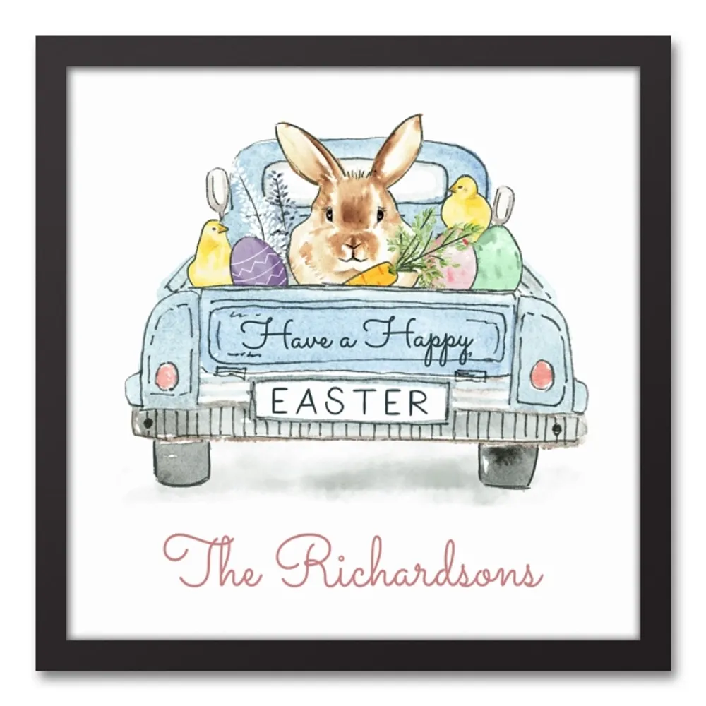 Personalized  Easter Truck Framed Canvas Plaque