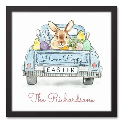 Personalized  Easter Truck Framed Canvas Plaque