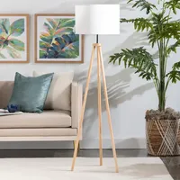 Natural Wood Modern Tripod Floor Lamp