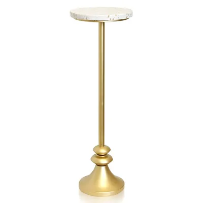Gold Marble Top Pedestal Cocktail Table