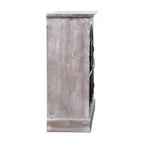 Gray Wood Glass Arched Doors Cabinet