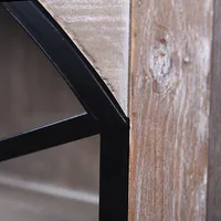 Gray Wood Glass Arched Doors Cabinet