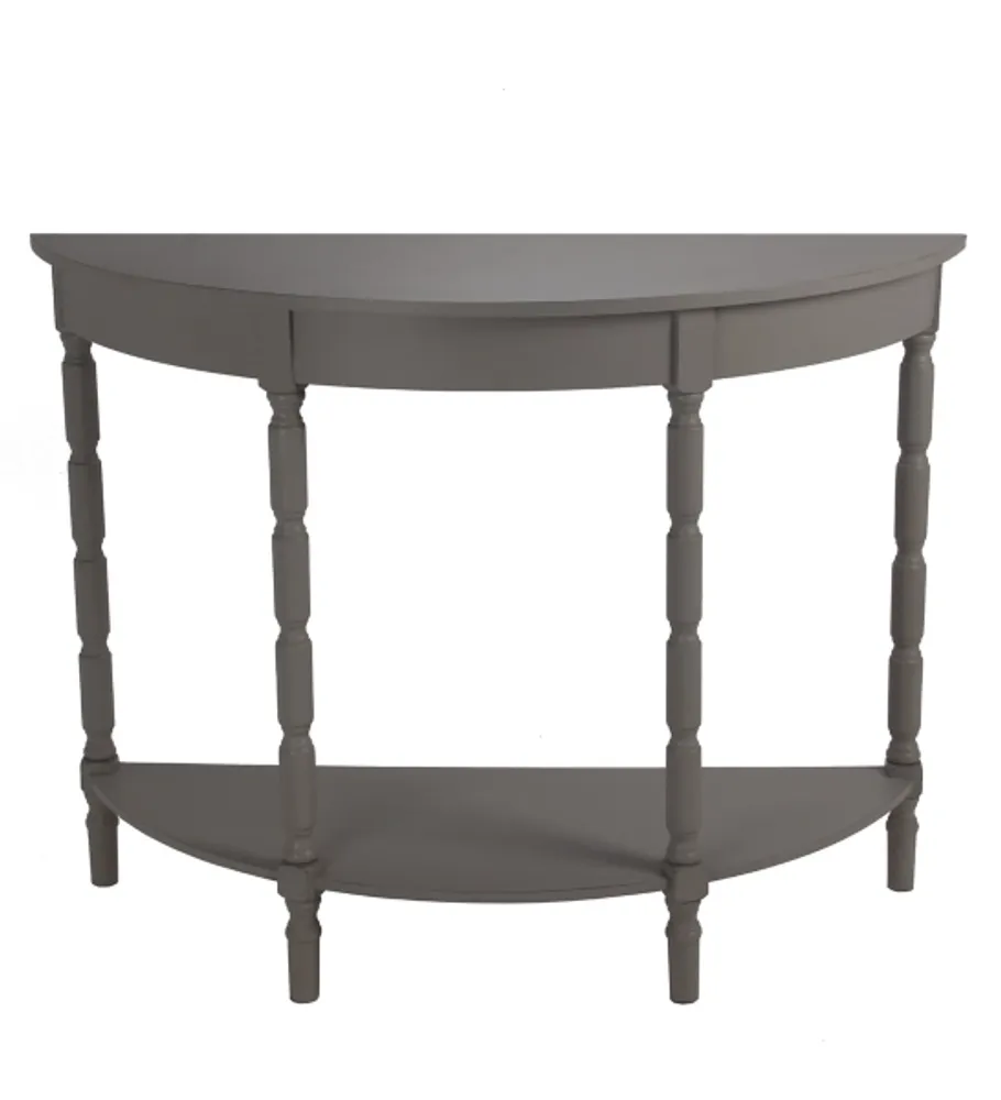 Gray Wood Half Moon Console Table