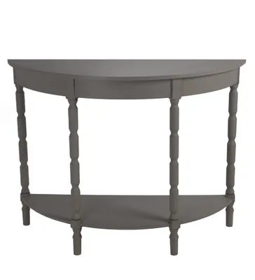 Gray Wood Half Moon Console Table