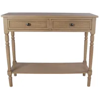 Camel Brown Rattan Console Table