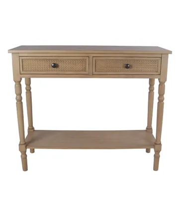 Camel Brown Rattan Console Table