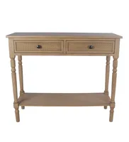 Camel Brown Rattan Console Table