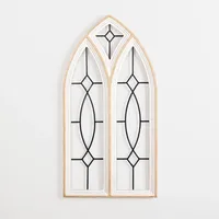Arched Wood and Metal Geometric Wall Plaque