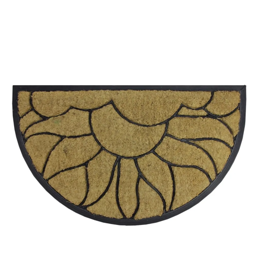 Brown and Black Sunflower Half Round Doormat