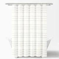 White and Gray Waffle Woven Shower Curtain