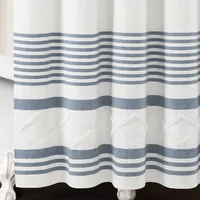 Blue Stripe Diamond Tufted Shower Curtain