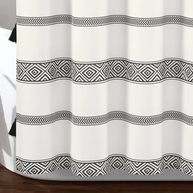 Kirkland's Black and White Striped Boho Shower Curtain