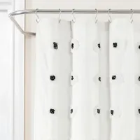 Black Boho Tufted Circles Shower Curtain