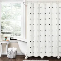 Black Boho Tufted Circles Shower Curtain