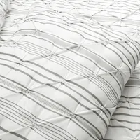 Gray Pintuck Stripe Full/Queen 5-pc. Comforter Set