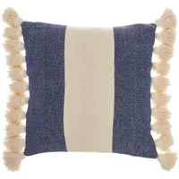 and Ivory Striped Tassel Pillow