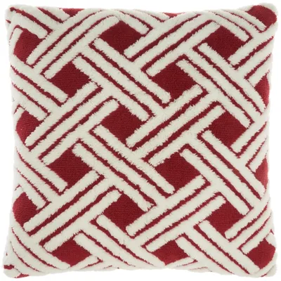 Red Jacquard Basketweave Pillow