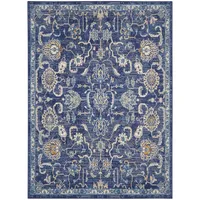 Navy and Beige Botanical Area Rug