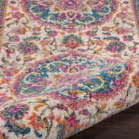 Ivory & Multi Floral Medallion Runner, 2x10