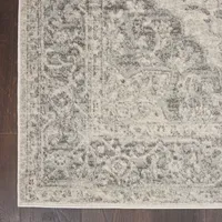 Ivory and Gray Oushak Medallion Runner, 2x7