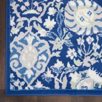 Royal Blue Floral Motif Area Rug