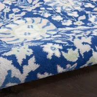 Royal Blue Floral Motif Area Rug