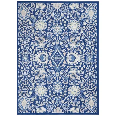 Royal Blue Floral Motif Area Rug