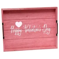 Pink Happy Valentine's Day Wood Tray