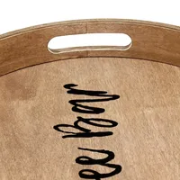 Round Brown Wood Coffee Bar Tray