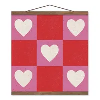 Heart Checkered Board Hanging Canvas Art Print