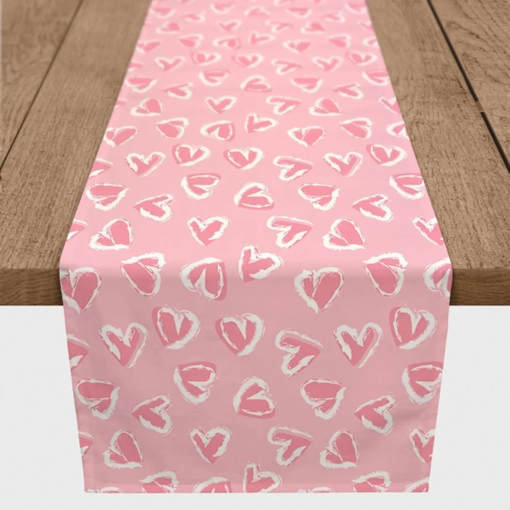 Cute Pink Hearts Table Runner, 72 in.