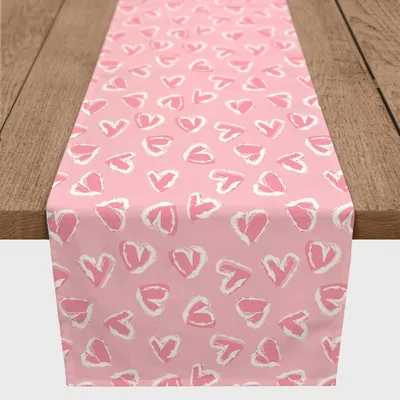 Cute Pink Hearts Table Runner, 72 in.