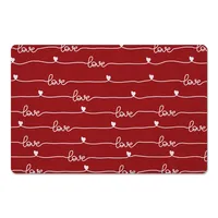 Red Love Script Kitchen Mat