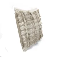 Taupe Woven Frill Pillow