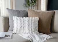 Tan Woven Open Stitch Pillow