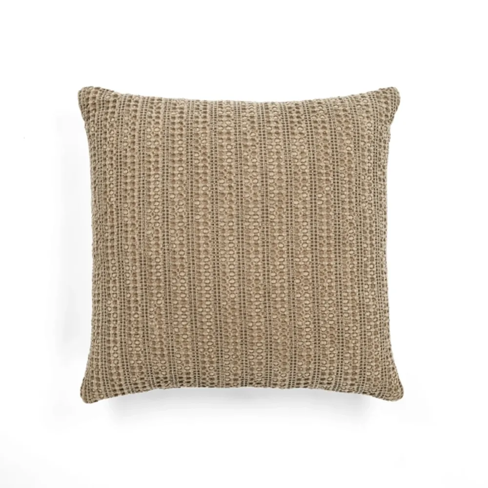 Tan Woven Open Stitch Pillow